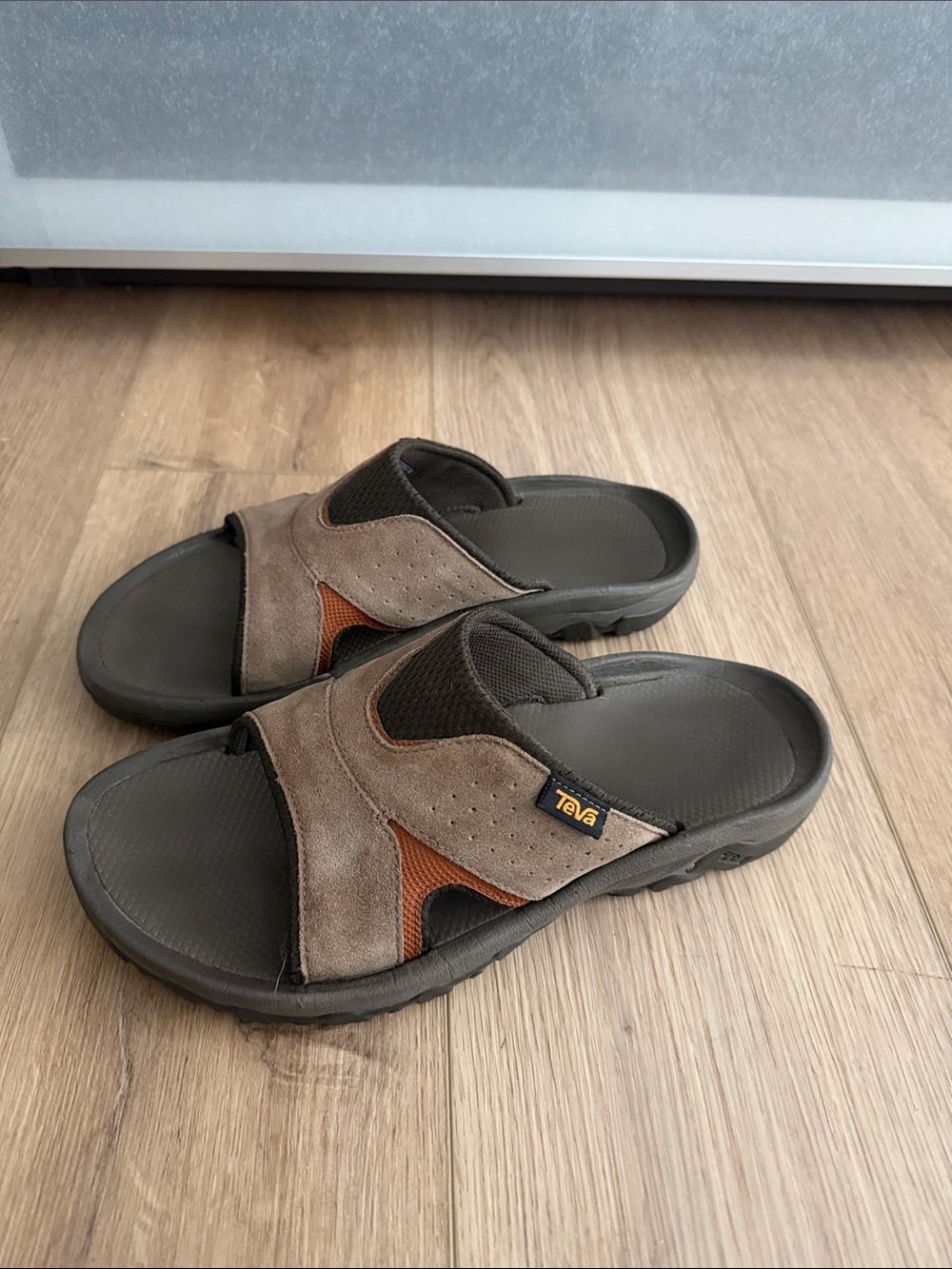 Teva Men’s Brown and Orange Comfort Slide Sandals